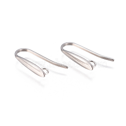 304 Stainless Steel Earring Hooks, with Horizontal Loop, Stainless Steel Color, 19x3mm, Hole: 2.5mm, 21 Gauge, Pin: 0.7x1mm(STAS-I120-20-P)