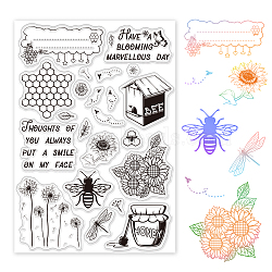 PVC Plastic Stamps, for DIY Scrapbooking, Photo Album Decorative, Cards Making, Stamp Sheets, Bees Pattern, 16x11x0.3cm(DIY-WH0167-56-194)