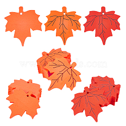 18Pcs 3 Colors Autumn Spray Painted Wood Big Pendants, Maple Leaf Charms, Mixed Color, 74x71x4.5mm, Hole: 4mm, 6pcs/color(WOOD-GA0001-53)