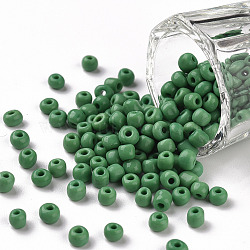 Glass Seed Beads, Opaque Colours Seed, Small Craft Beads for DIY Jewelry Making, Round, Pale Green, 4mm, Hole:1.5mm, about 4500pcs/pound(SEED-A010-4mm-47)