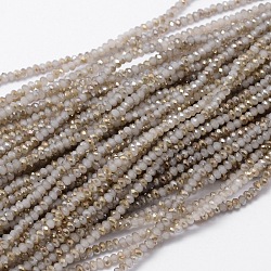 Faceted Rondelle Half Rainbow Plated Electroplate Glass Beads Strands, Gainsboro, 2.8~3x2mm, Hole: 0.8mm, about 200pcs/strand, 15.1 inch(X-EGLA-M006-2mm-B01)