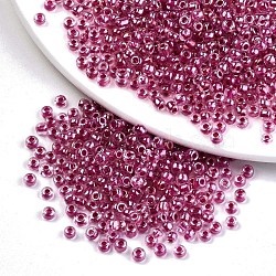12/0 Glass Seed Beads, Transparent Inside Colours Luster, Round Hole, Round, Old Rose, 12/0, 2~2.5x1.5~2mm, Hole: 0.8mm, about 30000pcs/bag(SEED-A015-2mm-2209)
