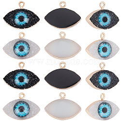 Druzy Resin Pendants, with Edge Light Gold Plated Iron Loops, Evil Eye, Mixed Color, 17x23x7.5mm, Hole: 2mm, 20pcs/box(RESI-FH0001-17)