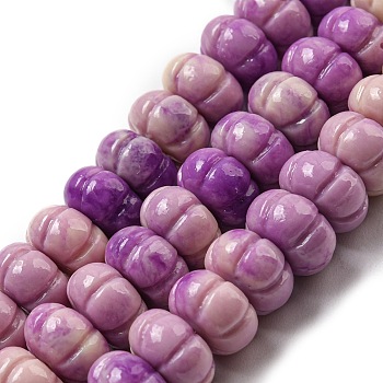 Synthetic Coral Dyed Beads Strands, Pumpkin Beads, Violet, 11x6.5mm, Hole: 1.4mm, about 50pcs/strand, 12.72''(32.3cm)