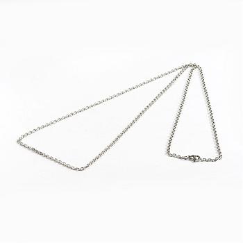 304 Stainless Steel Necklaces, Cable Chain Necklaces, with Lobster Claw Clasps, Faceted, Stainless Steel Color, 29.5 inch(74.9cm), 2.5mm