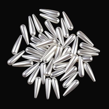 ABS Plastic Imitation Shell Pearl Beads, Teardrop, Seashell Color, 29.5x8.5x8.5mm, Hole: 1.5mm, 500pcs/500g