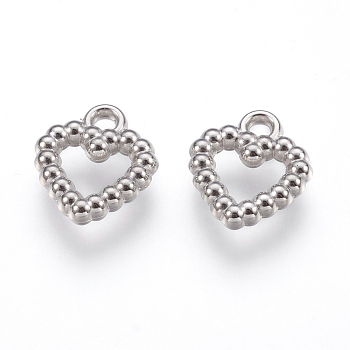 CCB Plastic Charms, Heart, Platinum, 15x13x3mm, Hole: 1.8mm