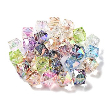 Transparent Acrylic Beads, Cube, Mixed Color, 12x12x11mm, Hole: 2mm