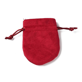 Velvet Storage Bags, Drawstring Pouches Packaging Bag, Oval, Crimson, 9x7cm