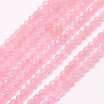 Natural Rose Quartz Beads Strands, Faceted, Round, 3mm, Hole: 0.5mm, about 180~189pcs/strand, 15.7 inch(40cm)