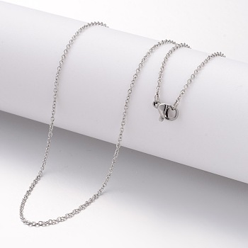304 Stainless Steel Necklace, Cable Chains, with Lobster Clasps, Stainless Steel Color, 19.69 inch(500mm), 1.5mm