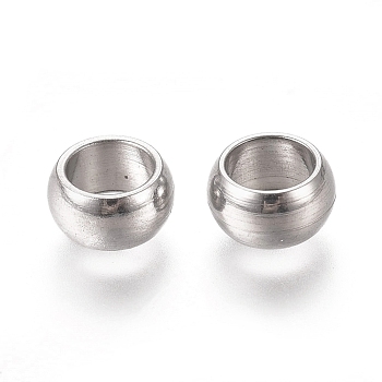 201 Stainless Steel Spacer Beads, Flat Round, Stainless Steel Color, 6x3mm, Hole: 4mm