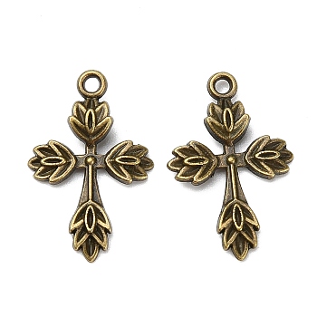 Tibetan Style Alloy Gothic Pendants, Cross, Cadmium Free & Nickel Free & Lead Free, Antique Bronze, 25x16x2mm, Hole: 2mm