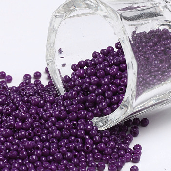 11/0 Grade A Round Glass Seed Beads, Baking Paint, Dark Orchid, 2.3x1.5mm, Hole: 1mm, about 48500pcs/pound