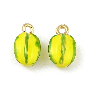 3D Alloy Pendants, Fruit Vegetable Charms, Carambola, 14.5x9x9mm, Hole: 1.8mm