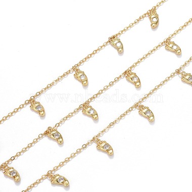 Clear Brass+Cubic Zirconia Handmade Chains Chain