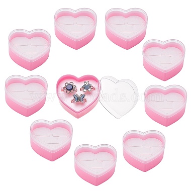 Hot Pink Heart Plastic Ring Box