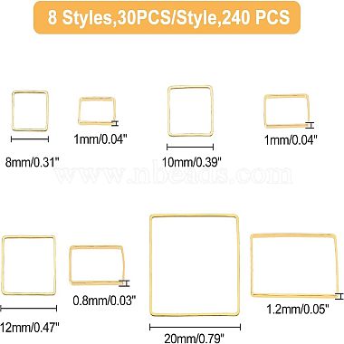 スーパーファインディング 240 個 8 スタイルの四角い真鍮のリンク リング(KK-FH0002-73)-4
