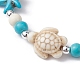 bracelet extensible en perles turquoise synthétique tortue et étoile de mer(BJEW-JB09968-01)-3