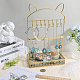 1Pc Cat Ear Iron Jewelry Organizer Display Stands with Wooden Base(ODIS-SC0001-02)-3
