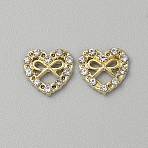 Heart with Bowknot Alloy Glass Cabochons, Nail Art Decoration Accessories, Clear, 10.5x11x2mm(MRMJ-WH0202-012A-G)