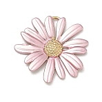 Spray Painted 304 Stainless Steel Pendants, Daisy Charms, Real 18K Gold Plated, PVD Vacuum Plating, Long-Lasting Plated, Pink, 24x25x2mm, Hole: 5x1mm(X-STAS-C174-07G-02)