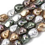 Electroplate Opaque Glass Imitation Pearl Beads Strands, Teardrop, Mixed Color, 15~15.5x11~12.5x11~12.5mm, Hole: 1.2mm, about 26pcs/strand, 15.16~15.55 inch(38.5~39.5cm)(EGLA-C011-01)