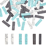 60Pcs 3 Colors Synthetic Turquoise Cabochons, Dyed, Rectangle, Mixed Color, 25x7x2mm, 20pcs/color(G-AR0004-62)