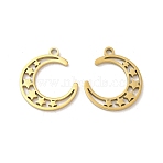 Ion Plating(IP) 304 Stainless Steel Pendants, Moon with Star Charm, Real 18K Gold Plated, 18x16x1.5mm, Hole: 1.6mm(STAS-L020-032G)