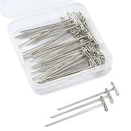50Pcs Steel Pins, T-shape Positioning Pin, Stainless Steel Color, 5.4x0.11cm(TOOL-YW0001-31)