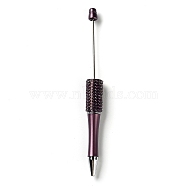 Plastic & Iron Beadable Pens, Ball-Point Pen, with Rhinestone, for DIY Personalized Pen with Jewelry Bead, Old Rose, 145x14.5mm(AJEW-H147-01D)