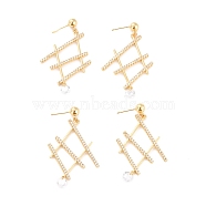 Cubic Zirconia Dangle Stud Earrings for Girl Women, Sparkling Drop Earrings, Real 18K Gold Plated, 56mm, Pin: 0.7mm(ZIRC-Z018-24G)