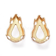 Flat Teardrop Brass Sew on Prong Settings, Claw Settings for Pointed Back Rhinestone, Golden, 10x6x0.4mm, Fit for 6x10mm cabochon(KK-N0084-A01-6x10G)
