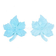 Resin Pendants, Maple Leaf, Light Sky Blue, 30x24x2mm, Hole: 1mm(CRES-R195-03A)