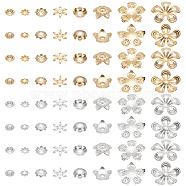 Elite 64PCS 16Style Brass Bead Cap, Flower, Mixed Color, 4.5~15.5x4.5~16x0.5~2.5mm, Hole: 1~1.8mm(KK-PH0006-23)