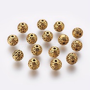 Alloy Beads, Lead Free & Nickel Free & Cadmium Free, Round, Antique Golden, 8mm, Hole: 1mm(X-PALLOY-101-AG-NR)