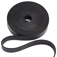 Flat Cowhide Leather Cord, for Jewelry Making, Black, 15x2mm(WL-GF0001-08B-01)