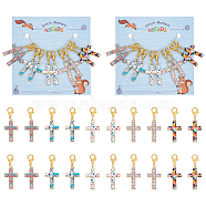 Religion Theme Cross Stitch Markers, Alloy Enamel Crochet Lobster Clasp Charms, Locking Stitch Marker with Wine Glass Charm Ring, Mixed Color, 4.3cm, 5 colors, 2pcs/color, 10pcs/set(HJEW-AB00186)