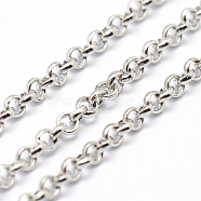 Brass Rolo Chains, Belcher Chain, Soldered, Lead Free & Nickel Free & Cadmium Free, Real Platinum Plated, 2x0.5mm(CHC-P0006-05A-P-NR)
