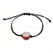 Cute Lucky Cat Peach Heart Bracelet Weaving Lucky Nafu Bracelet Adjustable Little Qing Novice Bracelet Bracelet(DE1340)