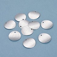 Brass Charms, Flat Round, 925 Sterling Silver Plated, 14x1mm, Hole: 1.2mm(X-KK-Y003-07B-S)