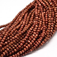 Synthetic Goldstone Round Bead Strands, 4mm, Hole: 1mm, about 98pcs/strand, 16 inch(X-G-P072-02-4mm)