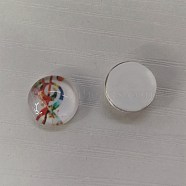 Glass Cabochons, Flat Round, Music Note Pattern, Colorful, 10x4mm, 140pcs/bag(GLAA-WH0025-31A-03)