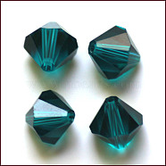Imitation Austrian Crystal Beads, Grade AAA, Faceted, Bicone, Teal, 10x9~10mm, Hole: 0.9~1.6mm(SWAR-F022-10x10mm-379)