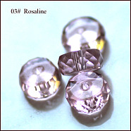 Imitation Austrian Crystal Beads, Grade AAA, Faceted, Flat Round, Pink, 8x3.5mm, Hole: 0.9~1mm(SWAR-F078-4x8mm-03)