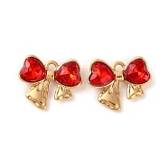 Alloy Crystal Rhinestone Pendants, Butterfly Charms, Red, 13.5x16.5x4mm, Hole: 1.6mm(ALRI-M021-02D)