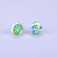 Printed Round with kiwi Pattern Silicone Focal Beads, Steel Blue, 15x15mm, Hole: 2mm(SI-JX0056A-179)