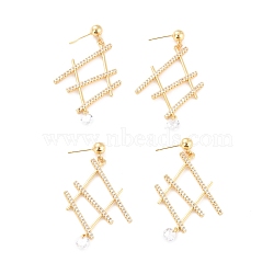 Cubic Zirconia Dangle Stud Earrings for Girl Women, Sparkling Drop Earrings, Real 18K Gold Plated, 56mm, Pin: 0.7mm(ZIRC-Z018-24G)