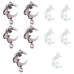 10Pcs 2 Styles Alloy Resin Pendants, Moon, Mixed Color, 20~33x13~21mm, 5pcs/style (FIND-YW0011-44)