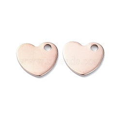 201 Stainless Steel Charms, Heart Charms, Rose Gold, 6.5x7x1mm, Hole: 1.2mm(STAS-H191-01A-RG)